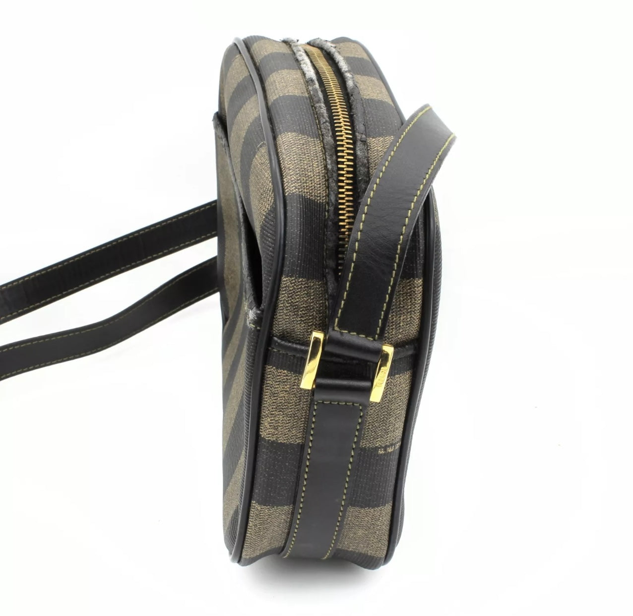 Vintage Fendi Zucca Stripe Canvas Crossbody Bag