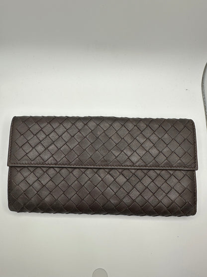 2007 Bottega Veneta Intrecciato Weave Long Wallet Brown