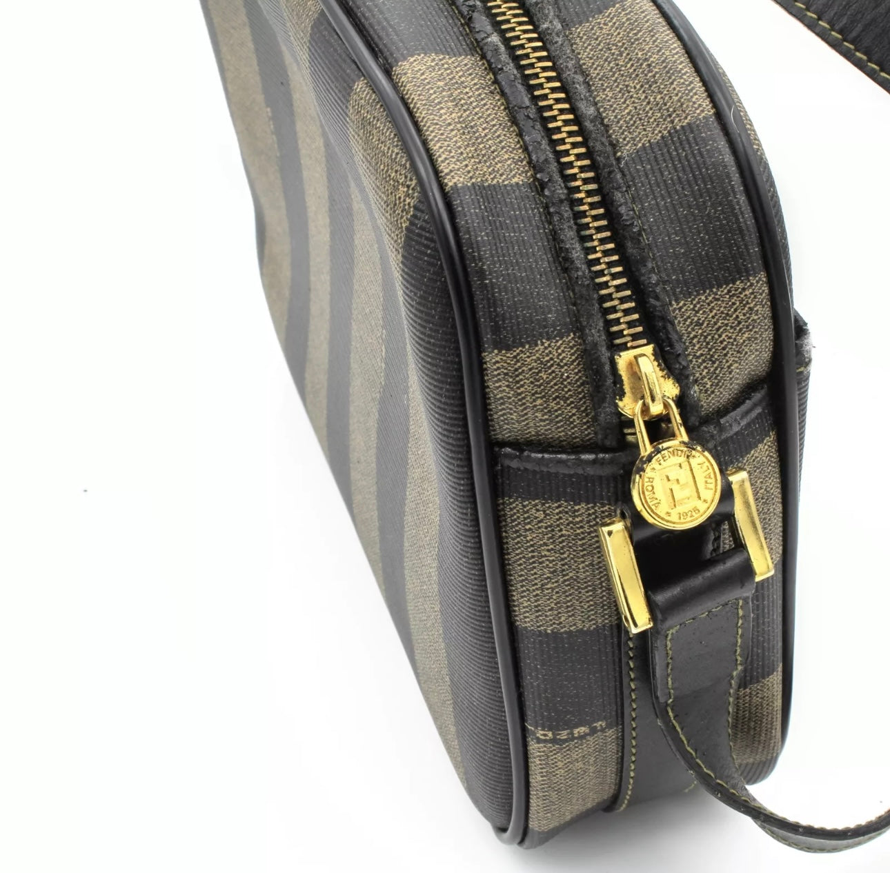 Vintage Fendi Zucca Stripe Canvas Crossbody Bag