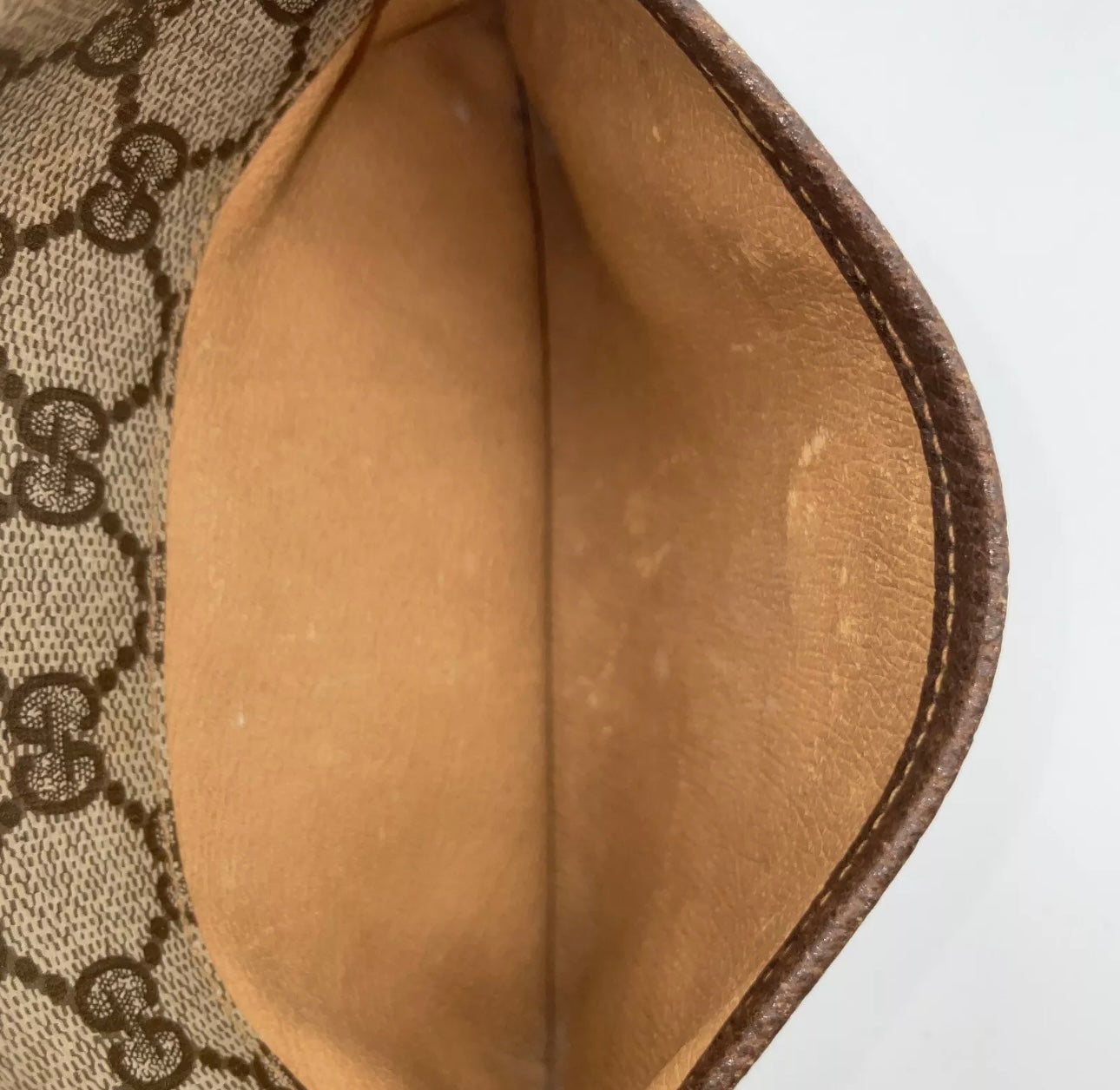 70s / 80s Era Vintage Gucci Monogram Canvas Oval Crossbody Bag – Brown GG Supreme with Leather Trim and Gold-Tone Hardware