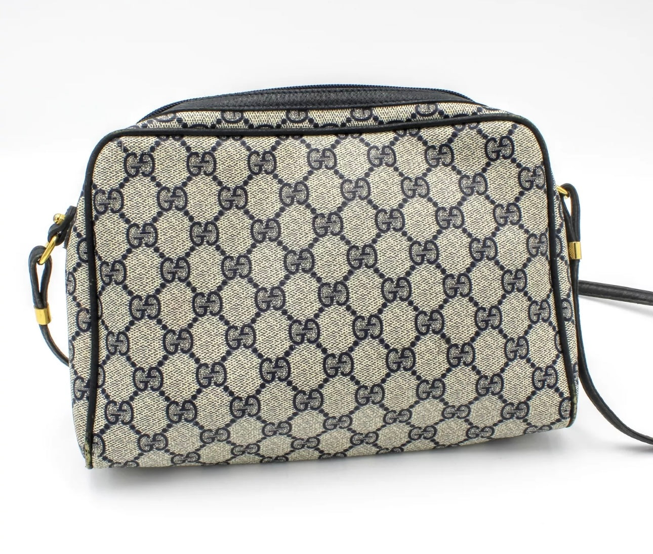 Gucci Vintage GG Monogram Navy Crossbody Bag