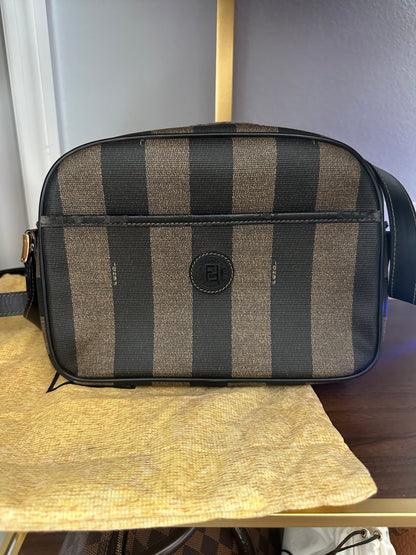 Vintage Fendi Zucca Stripe Canvas Crossbody Bag