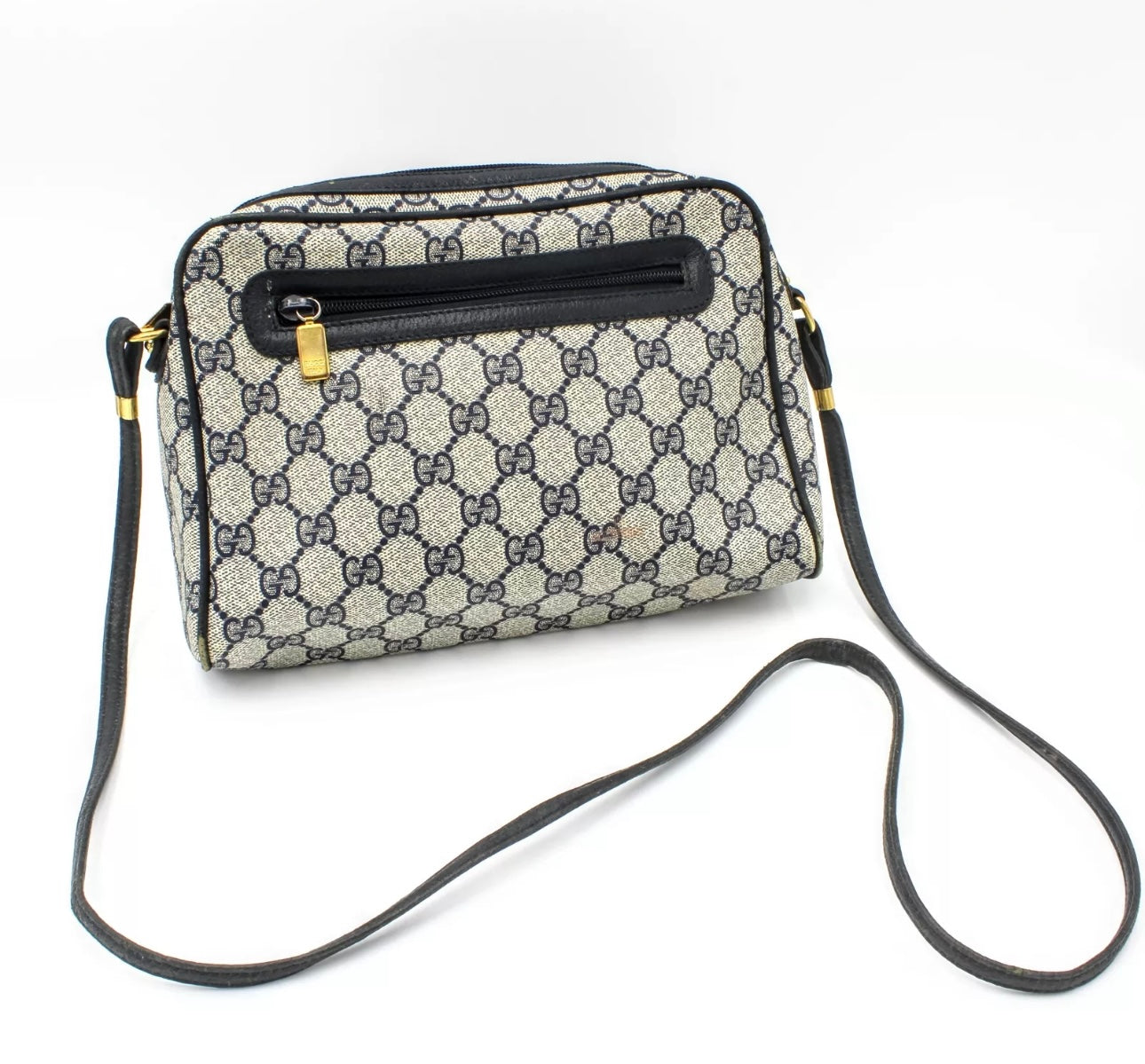 Gucci Vintage GG Monogram Navy Crossbody Bag