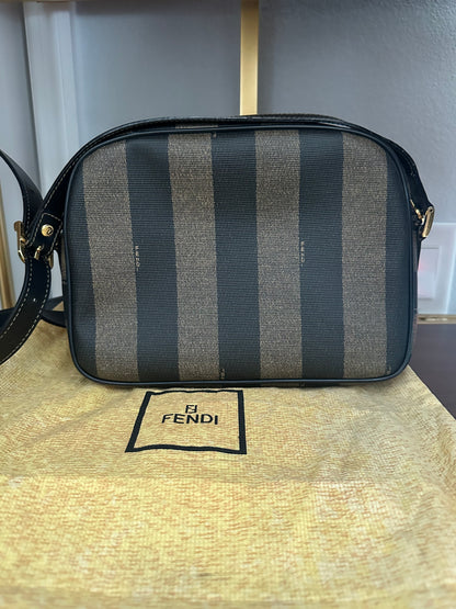 Vintage Fendi Zucca Stripe Canvas Crossbody Bag