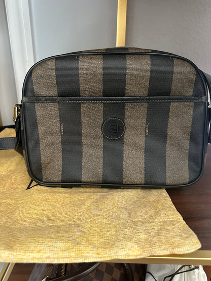 Vintage Fendi Zucca Stripe Canvas Crossbody Bag