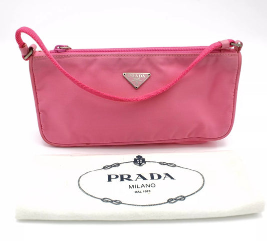 Pre Loved Prada Hot Pink Nylon Mini Bag with Dust Bag