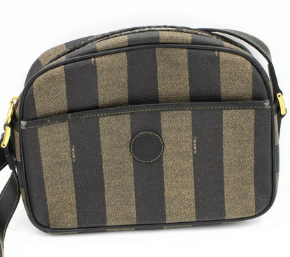 Vintage Fendi Zucca Stripe Canvas Crossbody Bag