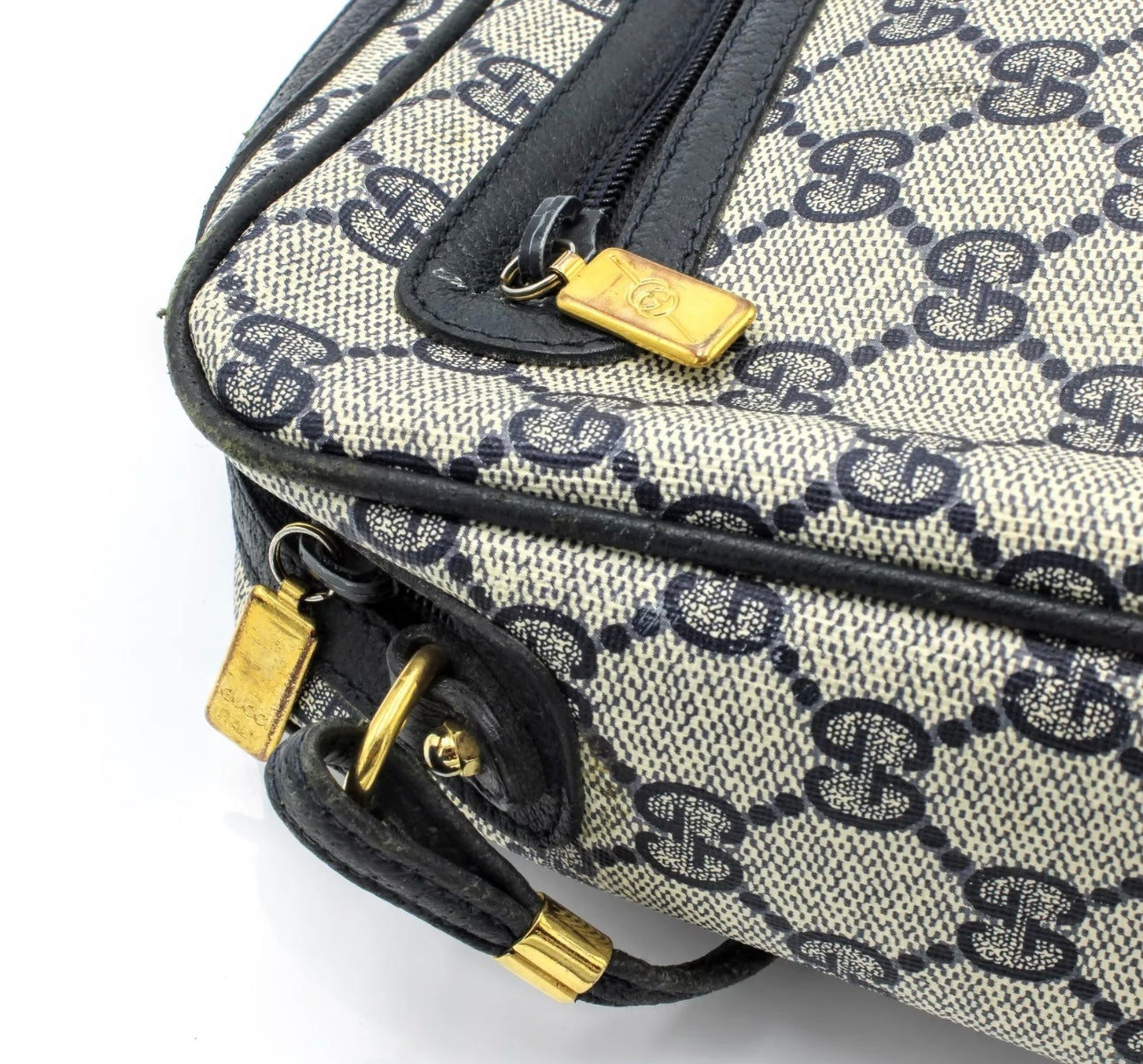 Gucci Vintage GG Monogram Navy Crossbody Bag